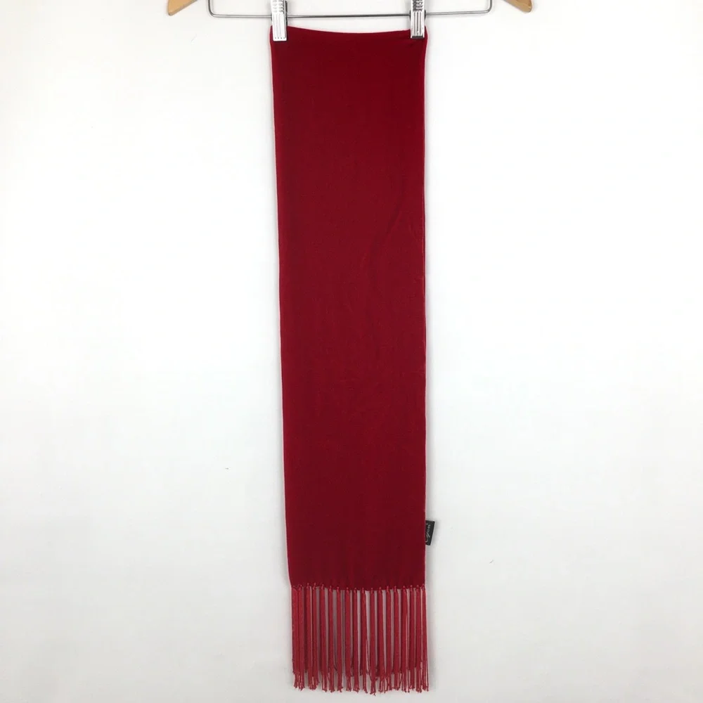 Cejon Accessories Red Velvet Scarf Silk Blend With Fringe